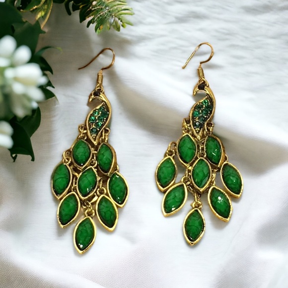 Jewelry - Green Peacock Earrings